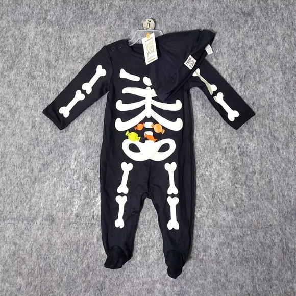 Carter's Other - Carters Halloween One Piece 3 Month Skeleton Candy Long Sleeve Sleeper Hat‎ Set